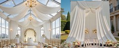 10ftx12ft Beige Backdrop Curtains for Parties, Wrinkle Polyester Beige Photo
