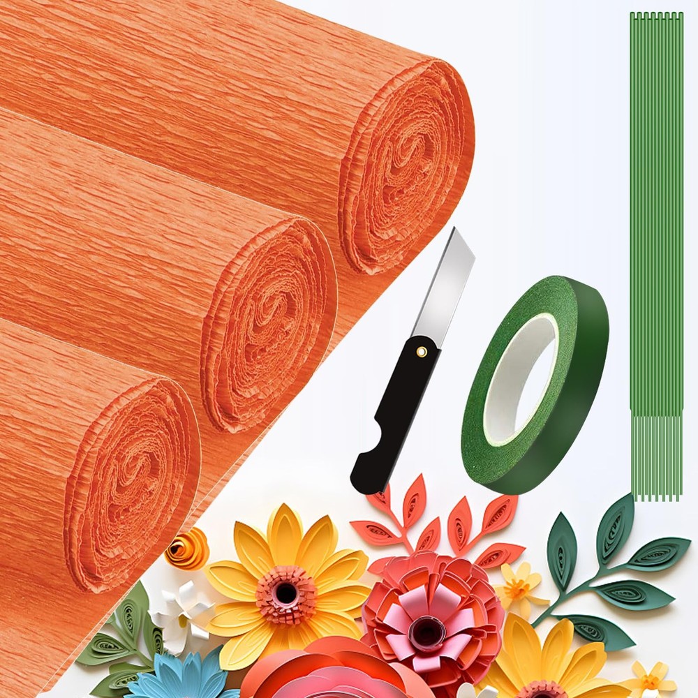 Crepe Paper Roll 9.8Inch x 8.2Ft/3RollsDIY Gift Crepe Paper Sheet Color Paper…