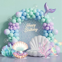4 Pcs Large Mermaid Birthday Decorations Mermaids Photo Booths Props under the S