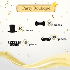100 PCS Little Man Mustache Table Confetti Black Glitter Top Hat Scatter