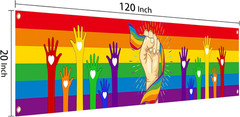 Pride Banner Rainbow Flag 120″ X 20″ LGBT Decorations Yard Sign Party Decor Vivi