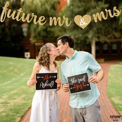 Gold Glitter Future Mr & Mrs Banner – 10 Feet, Pre-Strung | Future Mr and Mrs…