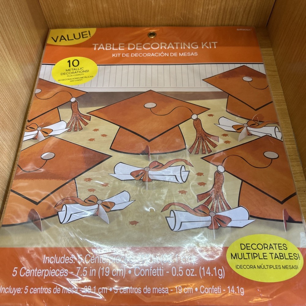 Amscan graduation Orange 10 piece table decorating kit