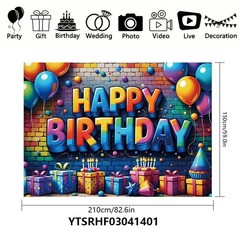 Happy Birthday Backdrop Banner Sign for Boys Girls Colorful Birthday Party Decor
