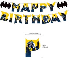 Superhero Batman Theme Birthday Party Supplies Set,Balloon Banner Cake Toppers