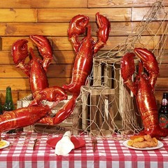 6 Pcs Crawfish Boil Party Decorations Lobster Balloons, Tablecloth & Fish Net