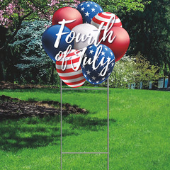 YS3037 July 4th Balloons Stars Stripes Plastic Outdoor Yard Sign Decoration Cuto