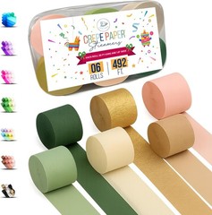 Elegant 6-Pack Sage Green Streamers – 492 FT Party Decorations for All Occasions