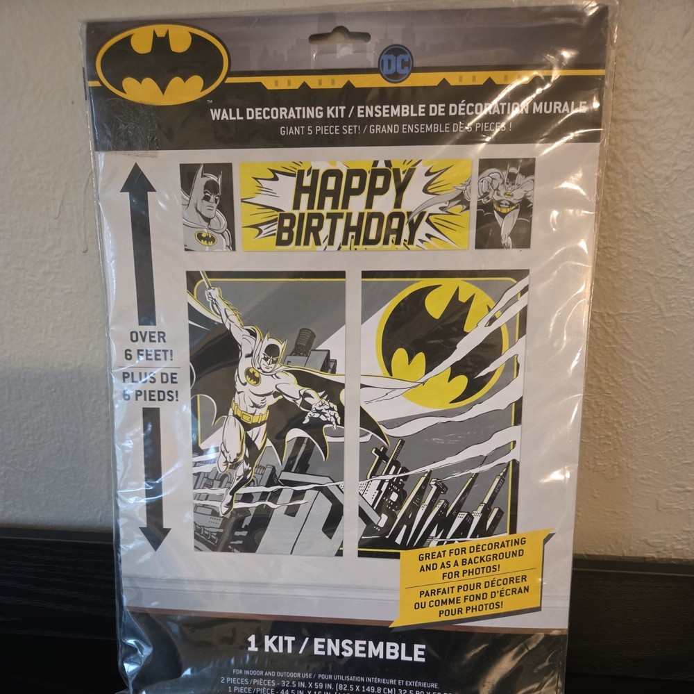Batman DC Birthday Party Scene Setters Wall Decorating Kit Giant 5 Pc Set