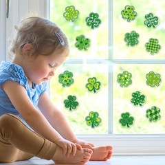 St. Patrick’s Day Thick Gel Clings Assorted Green Shamrock Window Gel Decals for