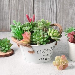 FEPITO 15 Pcs Artificial Succulent Plants Green Unpotted Faux 15Pcs,