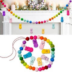 6.56FT Easter Decorations Garland, Handmade Wool Felt Rabbits Bunny Easter Ba…