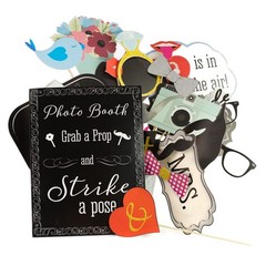 Wedding Photo Booth Props With 8 X 10inch Sign 45 Adhesive Pads 35 Wooden Sticks