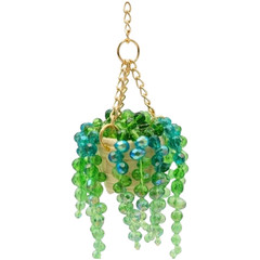 Lightweight Plastic Beaded Hanging Basket for Car Rearview Mirror Decor 15cm