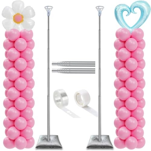 Balloon Column Stand Adjustable 7 Feet Ballon Arch Stands with Bases Set of 2