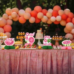 One in a Melon Birthday Table Centerpieces – 9PCS Watermelon Themed First Bir…
