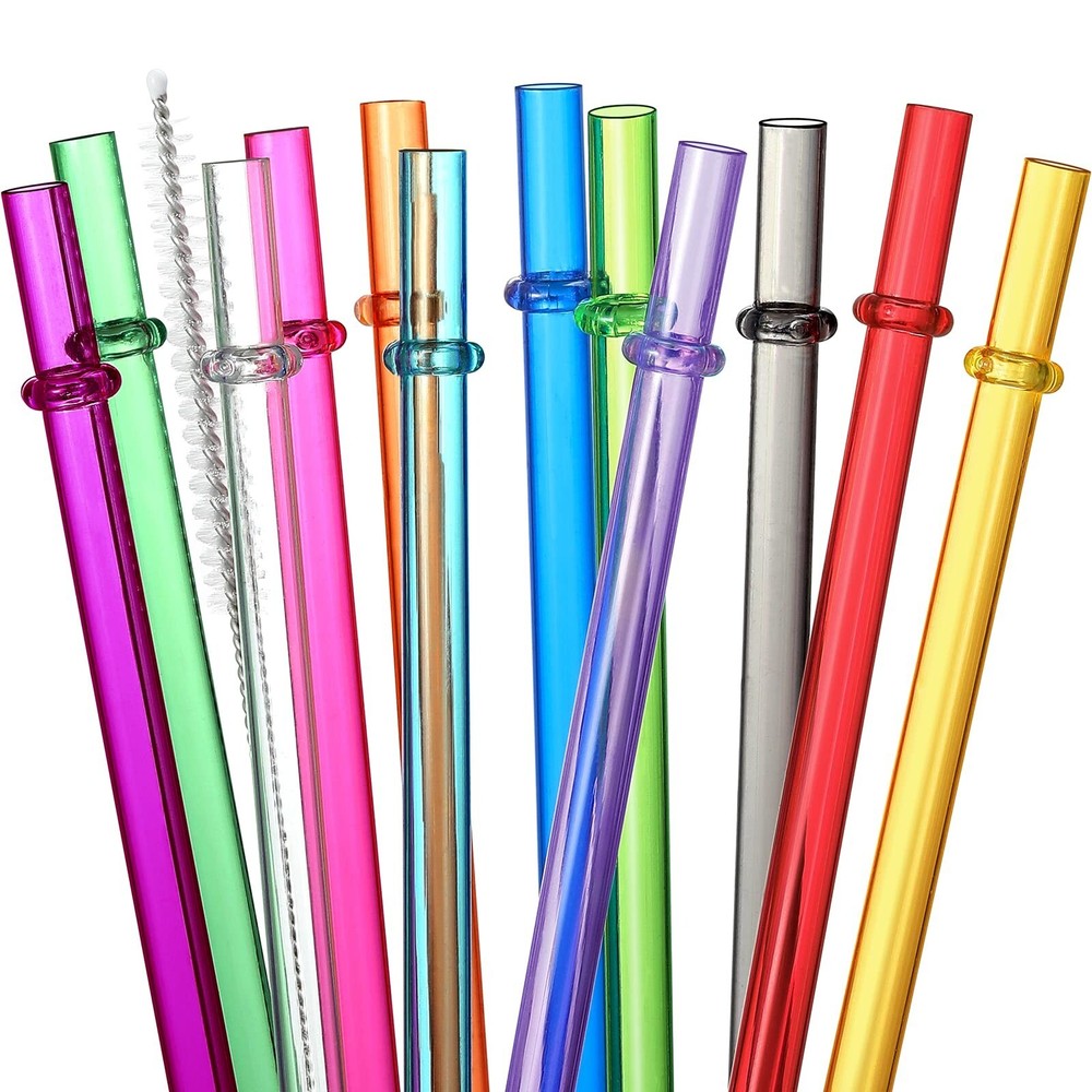 24 PCS, Reusable Straws with 4 Brushes, 10.5″ Long Tritan Hard Plastic Straws…