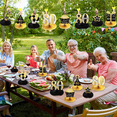 8 Pieces 80Th Birthday Table Decorations for Men and Women, Happy 80Th Honeycomb
