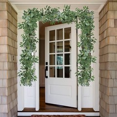 Fake Greenery Garlands Artificial Silver Dollar Eucalyptus Garland in Grey Green