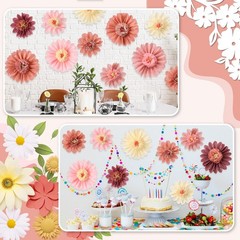 12 Pcs Large Pastel Tissue Paper Flowers 20″ 8»Giant Fiesta Pom Paper Flower…