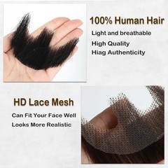 Fake Mustache Realistic Beard,100% Human Hair Full Hand Tied Goatee Facial Ha…