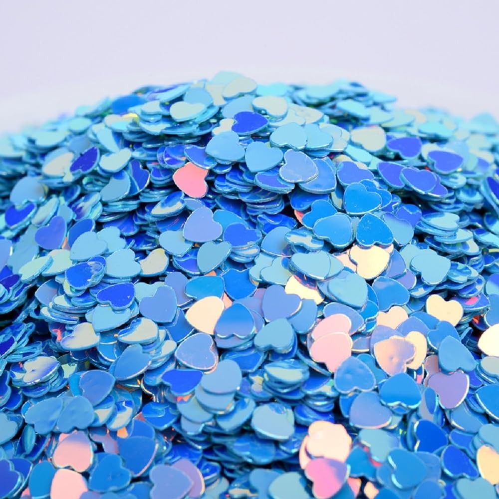 3000 PCS Heart Shaped PVC 4mm Glitter Confetti Anniversary Party Decor Blue