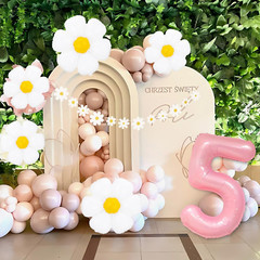 Daisy 5Th 5 Years Old Birthday Party Supplies for Kids 7 Pcs 40 Inch Giant Foil