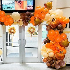 Orange Brown Lvory Balloon Arch Kit 142pcs Fall Balloon Garland with Pumpkin …