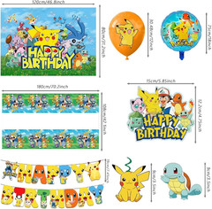 48PCS Anime Birthday Party Supplies: 1*»Happy Birthday» Banner, 6Hanging Swirls,