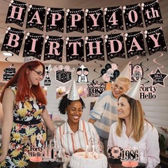 40th Birthday Decorations For Women Rose Gold 40 Year Old Birthday Banners Hangi