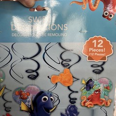 Disney Pixar Finding Dory Swirl Hanging Decorations 12 Pcs New, Party Supply