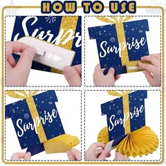 8 Pieces Birthday Centerpiece Table Decoration, Blue and Gold Happy Birthday Hon