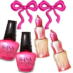 Spa Party Decoration Balloons,Nail Polish/LipStick/Hot Pink Bow Balloons,Thre…
