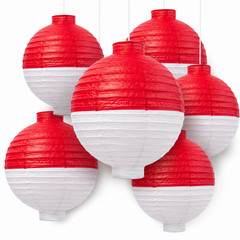 6 Fishing Bobber Paper Lanterns 15″ x 12″ Red White Hanging Party Decorations