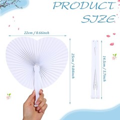 Unittype 150 Packs Wedding Paper Fans Heart Shaped Folding Handheld Fans for …