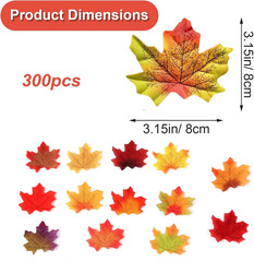 300 Pcs Fake Fall Leaves, 8cm/3.15inch Autumn Leaves, Fall Party Decorations Map