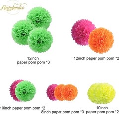 Blacklight Party Decorations – 12 PCS Fluorescent Neon Tissue Paper Pom Poms …