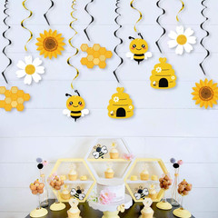 20PCS Bumble Bee Hanging Swirl Decorations, Bee Party Hanging Swirls Foil Ceilin