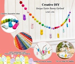 6.56FT Easter Decorations Garland, Handmade Wool Felt Rabbits Bunny Easter Ba…