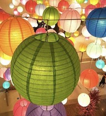 9pcs 10″ Round Hanging Paper Lanterns Pink, Yellow & Purple – A0012
