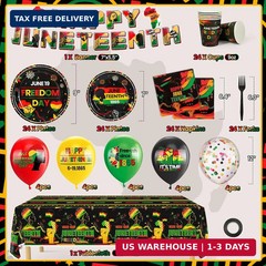 Happy Juneteenth Decorations, Juneteenth Party Supplies, Disposable Tableware Se