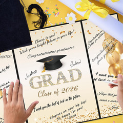 Black Gold Graduation Party Decorations, Class of 2026 Congratulations Graduates