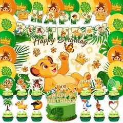 42pcs Lion Birthday Party Decorations Includes Cake Toppers,Cupcake Toppers,