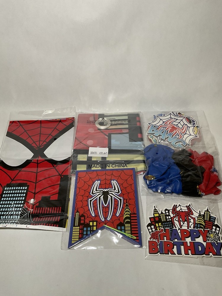 Spiderman Theme Birthday Party Decorate Supplies Balloon Banner Cake Toppers Set