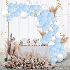 Blue and White Balloons, Light Blue White Balloon Garland Arch Kit, 84 Pack