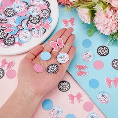 Cheereveal 200pcs Burnouts or Bows Gender Reveal Confetti, Pink and Blue Roun…