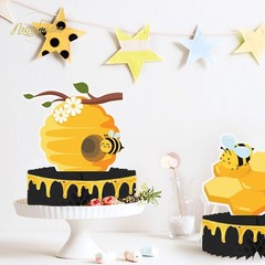 9-Piece Bumble Honeycomb Centerpieces – Table Decorations for Birthday Party,…