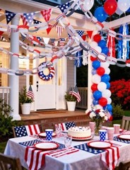 Patriotic Paper Chain Garland Strips – 300pcs 10 Designs Red White Blue Paper