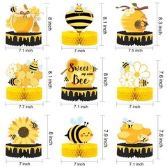 9-Piece Bumble Honeycomb Centerpieces – Table Decorations for Birthday Party,…
