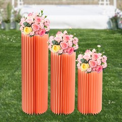 3PCS Foldable Paper Columns Display Centerpiece Stands Birthday Display Stands